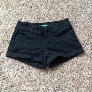 Black denim shorts